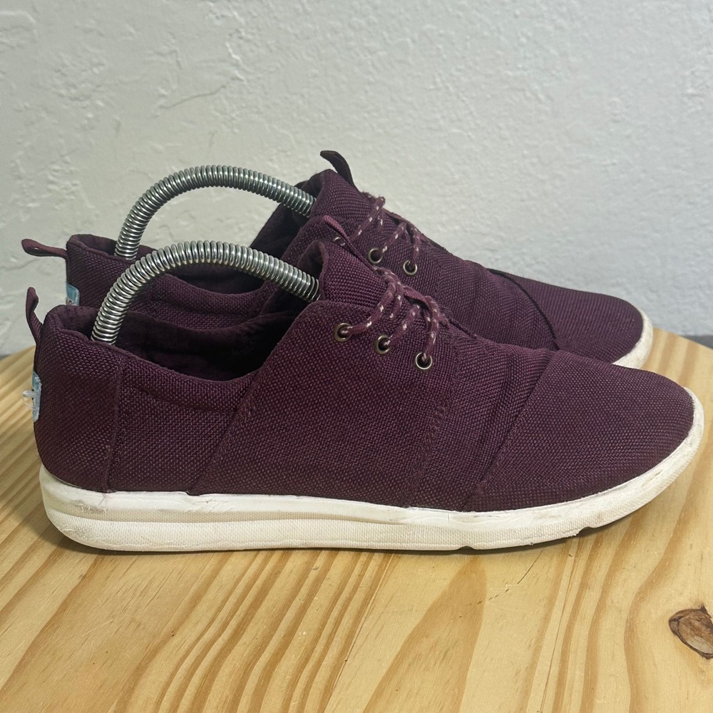 TOMS Del Rey Burgundy Maroon Canvas Lace Up Sneakers Mens 10 10010852